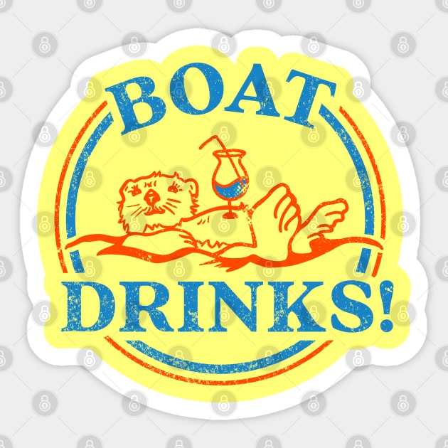 "Boat Drinks!" Cute & Funny Otter Drinking A Cocktail Sticker by The Whiskey Ginger